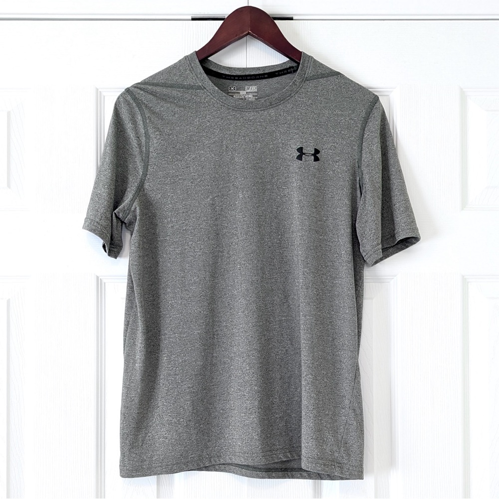 Under Armour Heat Gear Threadborne Loose Fit Men’s Grey T-Shirt Size Small